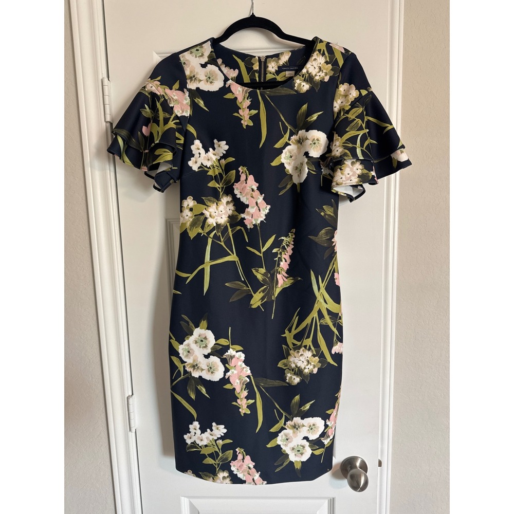 Tommy Hilfiger Women's Floral Ruffle Sleeve Sheath Dress - Size 8
